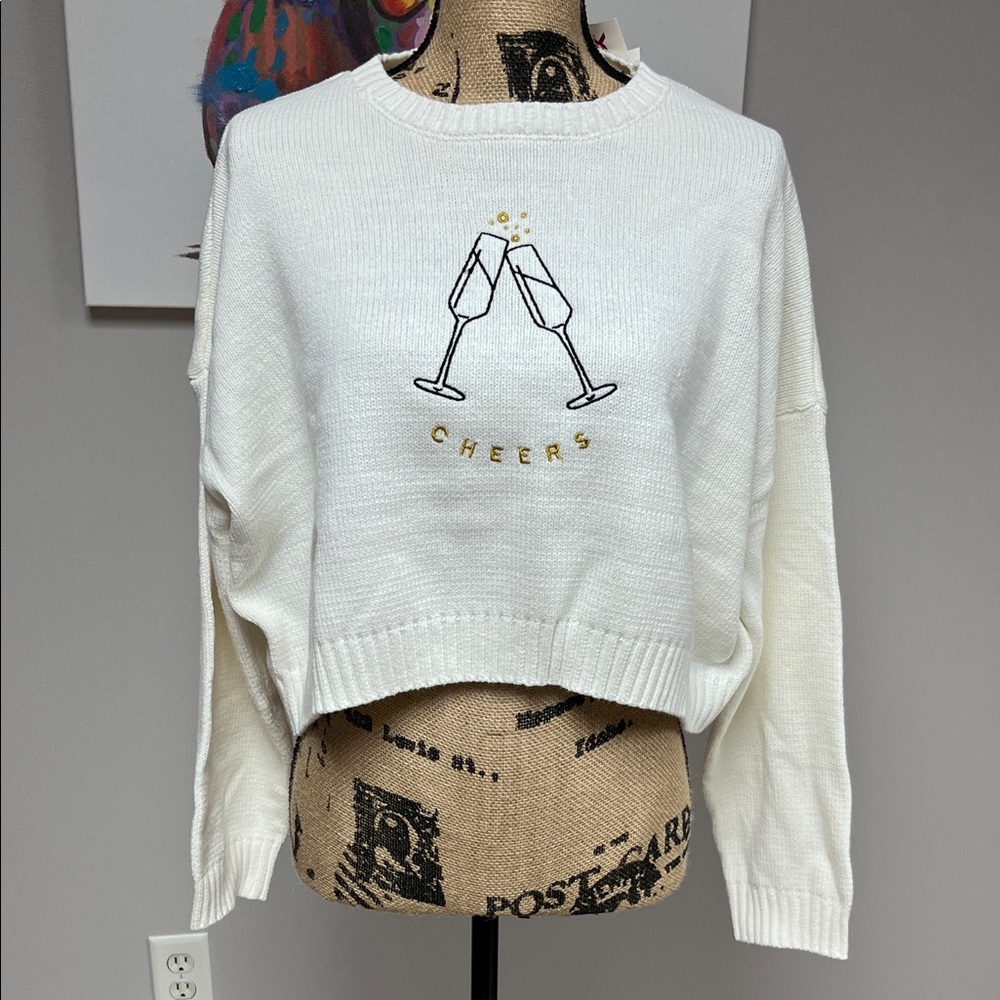 Elegant White Cheers Sweater